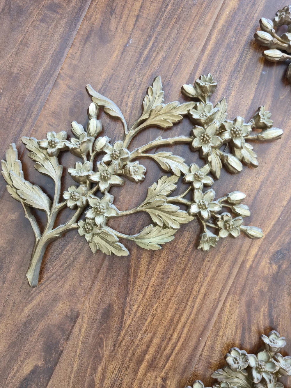 Vintage Syroco Gold Bird & Dogwood Wall Plaques Set of 3 (1967)